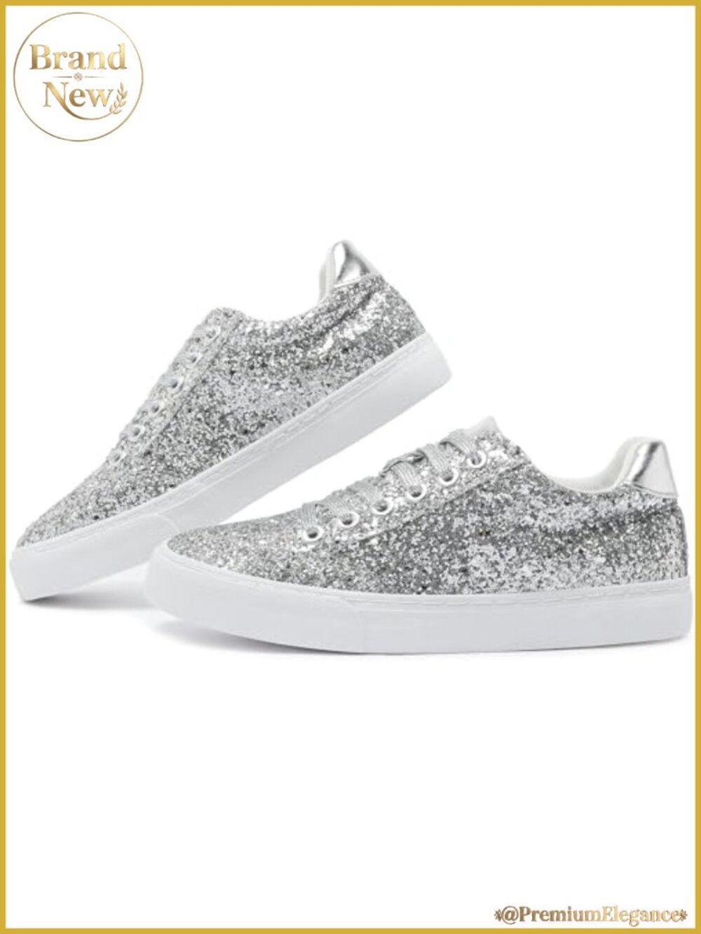 Glitter Sequin Low Cut Lace Up Fashion Sneakers Sparkly Casual Shoes